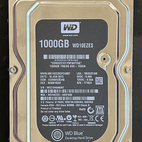 Harddisk 1 TB, 3,5" - Western Digital WD10EZES