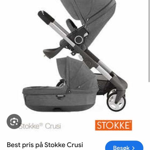 Stokke Crusi vogn med søskendel m.m TILBUD