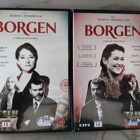 Dvd serie. Borgen. Sesong 1-2. Dansk. Drama. Norsk tekst.