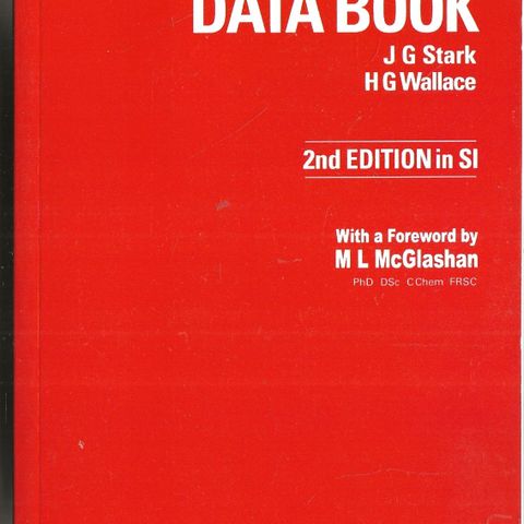 J. G. Stark  and H. G. Wallace: Chemistry DATA Book  - Hodder edu. 2014