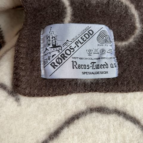 Røros tweed babypledd, ull, brun/hvit