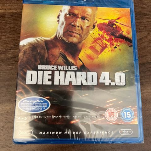 Die Hard 4.0 blu ray uåpnet i plast