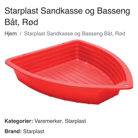 Rød plastbåt / sandkasse / badebåt