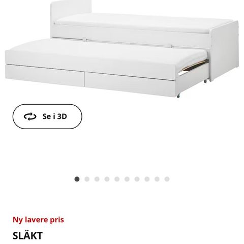 Släkt, seng fra Ikea med underseng og oppbevaring