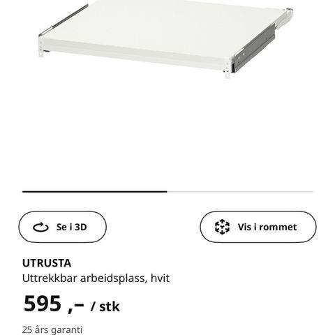 Ikea Utrusta uttrekkbar hylle til 60 cm benkeskap