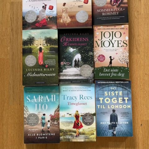 Pocket bøker Lucinda Riley, Jojo Moyes. Sarah Jio mm