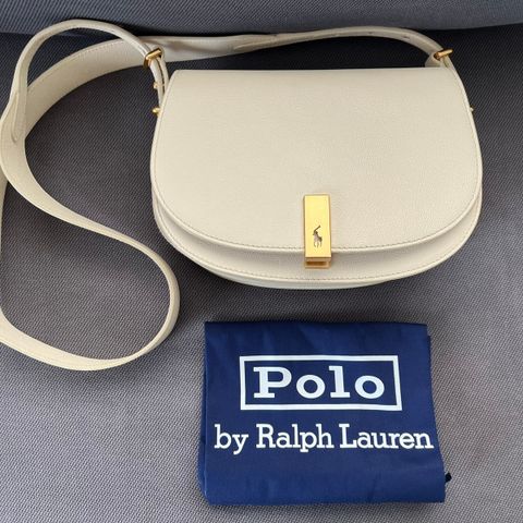 Polo Ralph Lauren SADDLE - SKULDERVESKE ivory ekte skinn.