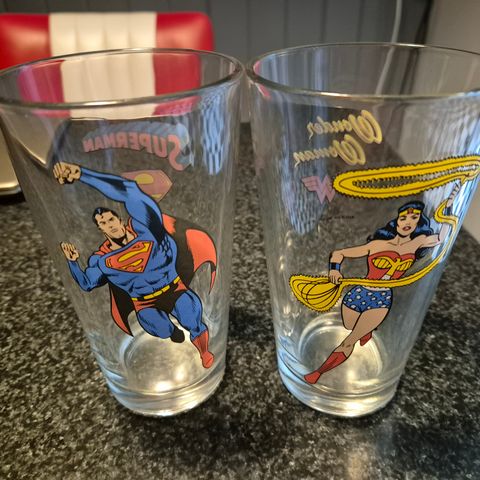 Superman/woman glass.