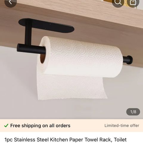 1pc Stainless Steel Kitchen Paper Towel Rack