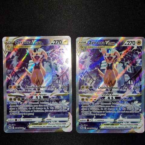 Pokemon kort - 2x Zeraora VSTAR GG43/GG70 fra Crown Zenith