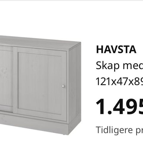 Havsta skap med sokkel grått