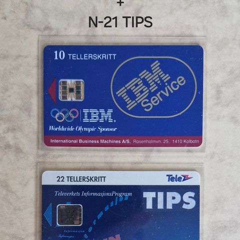 Telekort: P-5 IBM + N-21 TIPS (ubrukte kort)