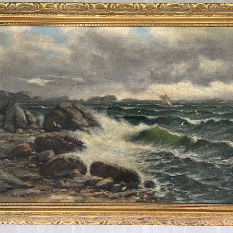 Flott maritimt oljemaleri H. Nordahl