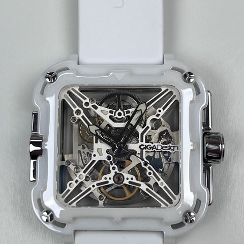 X-Series Ceramic Mechanical Skeleton Wristwatch White.