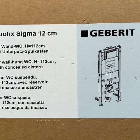 RESERVERT! Geberit Duofix Sigma - innebygd sisterne selges!