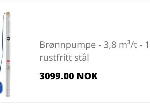 Brønnpumpe 1000w 7cm bredde.