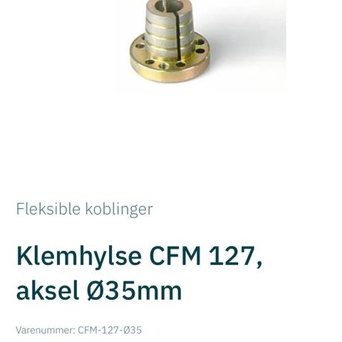 Klemhylse CFM 127, aksel Ø35mm