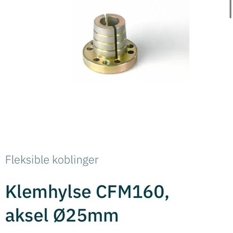 Klemhylse CFM160, aksel Ø25mm