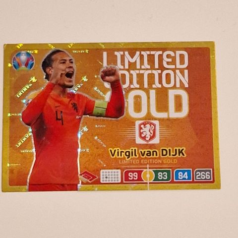 Virgil Van Dijk Gold Limited Edition Panini Adrenalyn XL Euro 2020