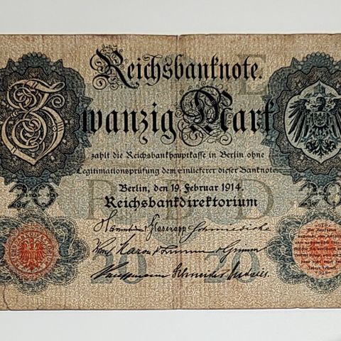 Gammel tysk seddel fra 1914