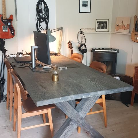 Solid spisebord/skrivebord, 100 x 220 cm