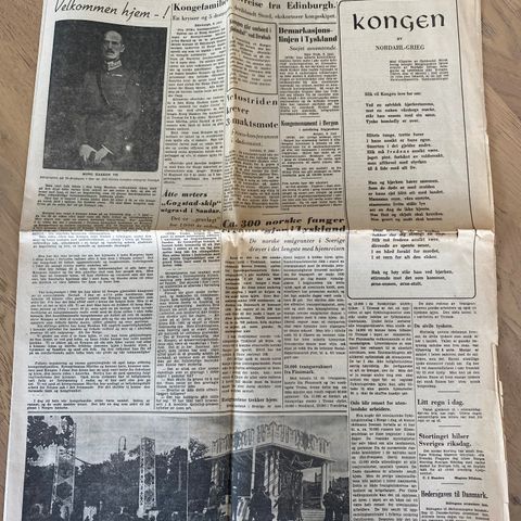 Morgenposten 7. juni 1945: Massiv dekning av Kongen som kommer idag