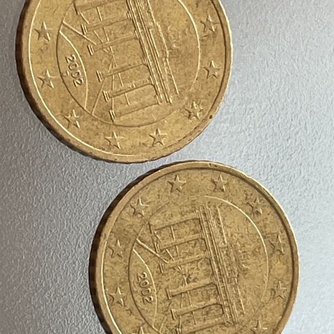 50 Euro Cent Tyskland 2002 D og 2002 J mynter