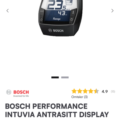 Elsykkel-display selges rimelig - Bosch Performance Intuvia