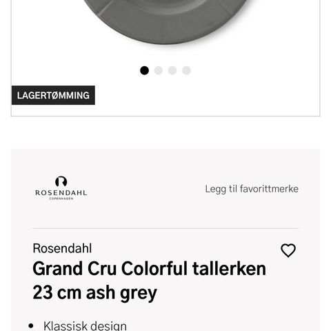 7 stk Rosendahl Grand Cru tallerkner Ø:23 cm (Askegrå)