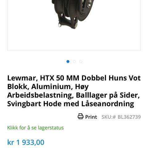 Lewmar, HTX 50 MM Dobbel Huns Vot Blokk
