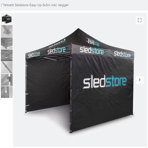 Teltsett Sledstore Easy-Up 3x3m inkl. Vegger