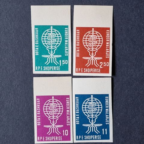 Albania 1962 uperforert - Malariainsekter - 4 frimerker sett verdi kr. 290,-