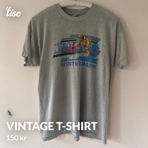 Vintage t-shirt med ski-motiv