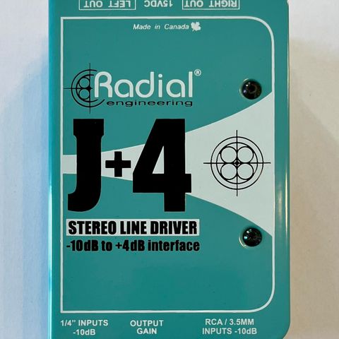 Radial Engineering J+4 balansert -10dB to +4dB stereo signal driver