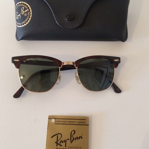 VINTAGE B&L RAY-BAN W0366 TORT/GOLD G15 UV CRYSTAL CLUBMASTER solbriller