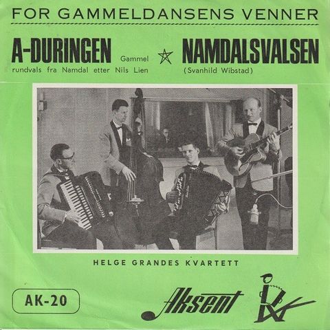 Helge Grandes Kvartett " A-Duringen / Namdalsvalsen " Single selges for kr.50