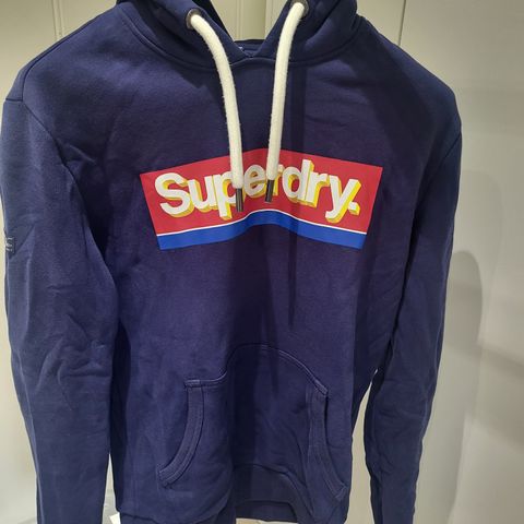 Superdry blå hettegenser str. S