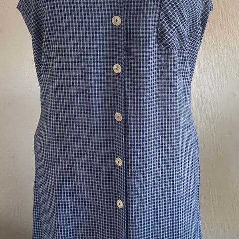 Vintage / eldre blå rutete skjortekjole fra Lindex - str. 44/46
