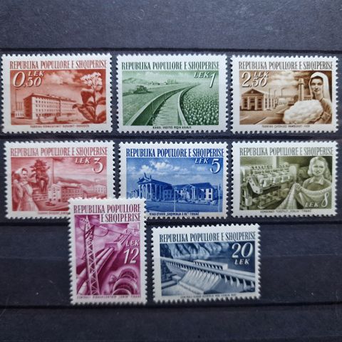 Albania 1953 Arkitektur 8 frimerker fullt sett verdi kr. 210,-