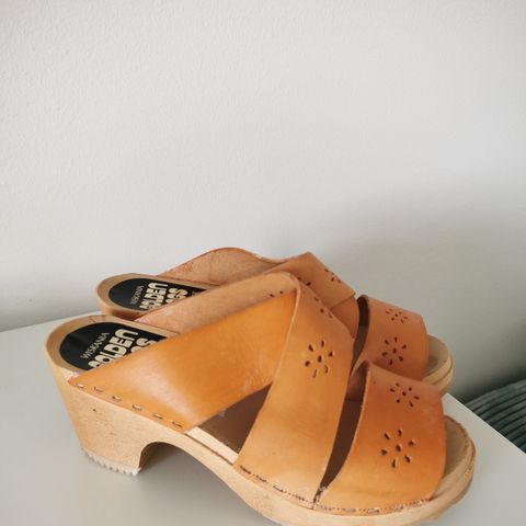 Svensk Retro Design Sko Wiskania Golden Clogs Sommersko Storlek 38 Ekte Lær