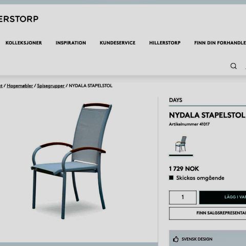 8 Hagestoler Hillerstorp, stablestol, spisegruppe