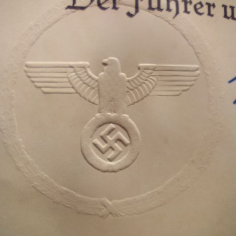 WW2: Tildelingsbevis BLANKO for Waffen SS