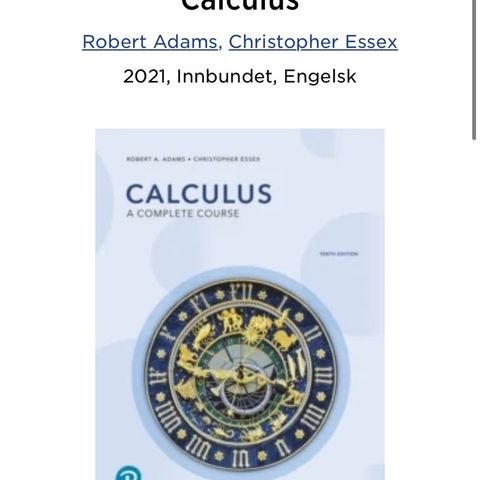 Calculus A complete course. tenth edition