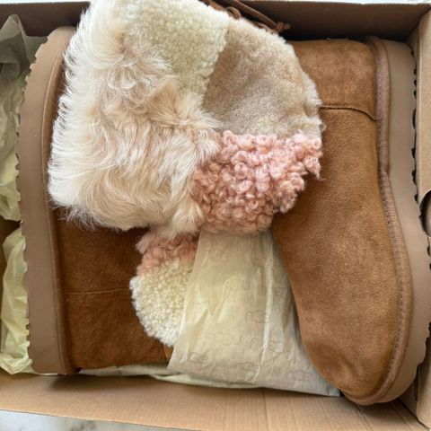 Sko ugg brun patchwork