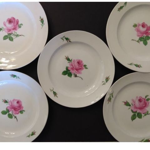 MEISSEN 5 stk tallerken Rosa Rose