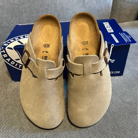 Birkenstock Boston - Taupe - Suede leather - Str. 35