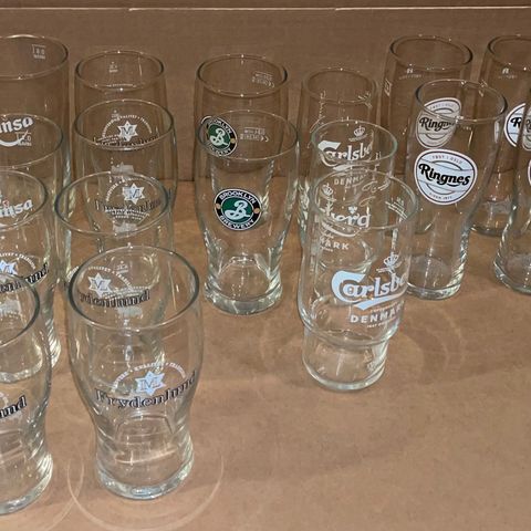 øl glass / RINGNES / FRYDENLUND / CARLSBERG /  Brooklyn Brewery / SCHOUS