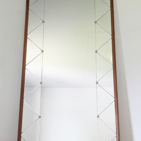 Speil med teakramme fra Kristall Nässjö