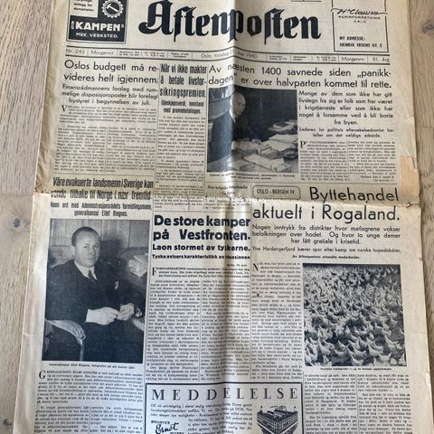 Aftenposten 21.05.1940. Bilder fra Lyn-Skeid på Ullevål. Oslo-gutter krigsfanger