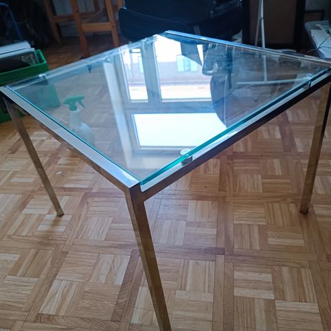 Glas bord, vintage, chrome, modernism